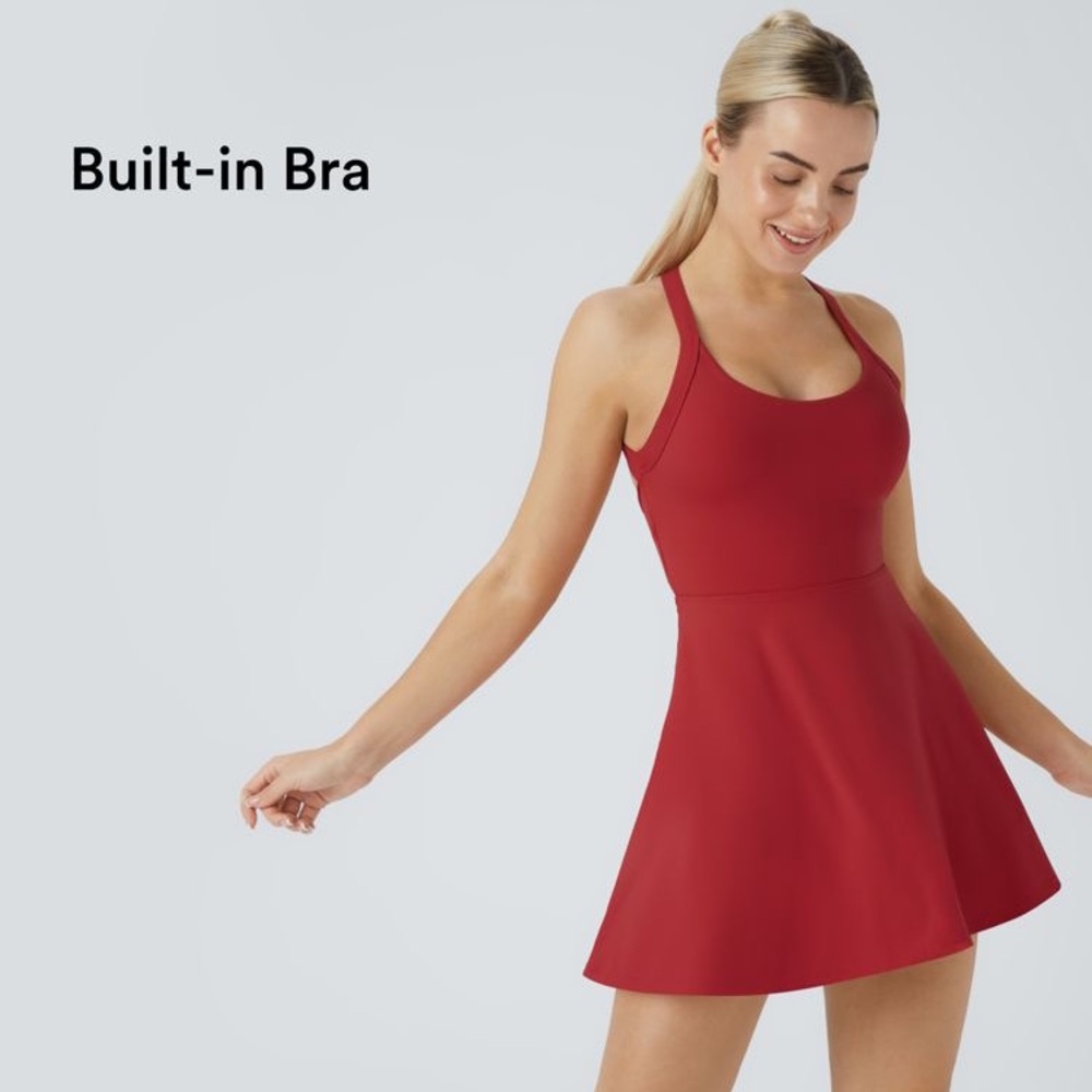 HALARA Backless Twisted Active Dress in Salsa. Brand New. Size Small.
